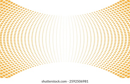 Abstract Orange Wave Halftone Pattern with Gradient Effect. Modern Digital Design with Dotted Optical Flow and Smooth Motion Aesthetics