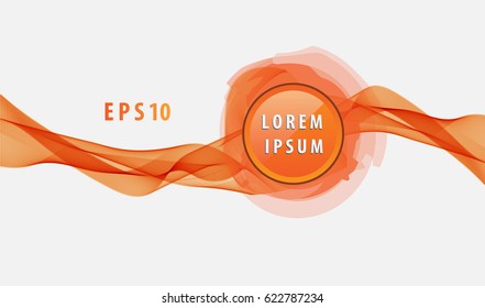 Abstract orange wave image on a light background. Round logo. Place for text
