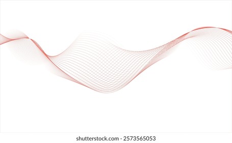 Abstract orange wave line on white background. Modern sci-tech net background. Abstract waving lines. dynamic and speed concept, futuristic technology or motion art.