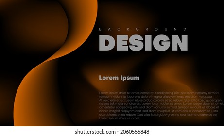 abstract orange wave on dark and blurred background