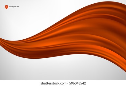 Abstract orange wave silk or satin fabric on white background for grand opening ceremony or other occasion
