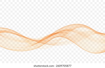 Abstract orange waves gracefully flowing on a transparent background, conveying energy and movement.
