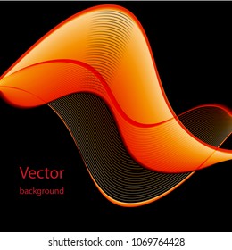abstract orange waves on a black background