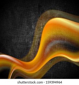 Abstract orange waves on grunge backdrop