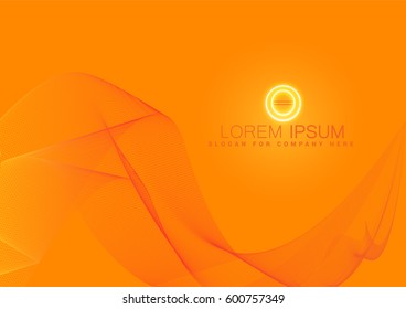 Abstract orange wavy background with logotype