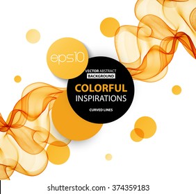 Abstract Orange Wavy Lines.  Colorful Vector Background