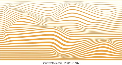 Abstract Orange Wavy Lines Pattern On White Background. Orange-colored flowing wavy lines over white background creating a mesmerizing abstract visual. Represents motion, style, and modern design