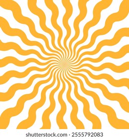 Abstract Orange Wavy Sun Rays on White Background vector illustration
