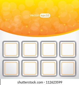 Abstract orange and white background with rectangles for your icons or other content