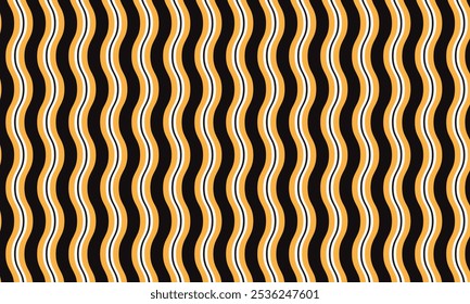 El patrón ondulado liso negro blanco anaranjado abstracto de la línea en la oscuridad se puede utilizar fondo, Fondo de pantalla, paño de la pared.