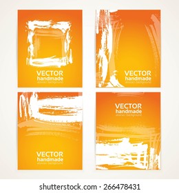 Abstract orange and white brush texture on  banner set