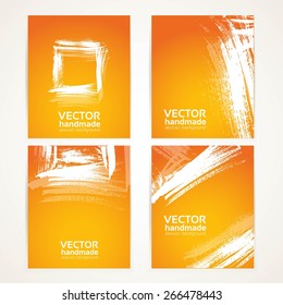 Abstract orange and white brush texture on  banner set 1