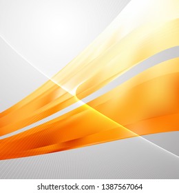 Abstract Orange and White Flowing Lines Background