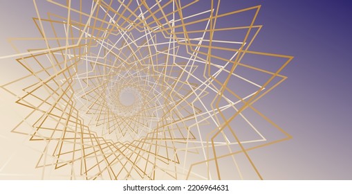 Abstract orange white fractal star element on blue orange gradient background. Vector abstract Illustration for web, posters, banners, presentation.