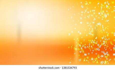 Abstract Orange and White Random Alphabet background