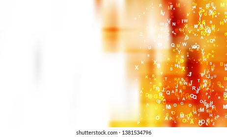 Abstract Orange and White Random Letters Background
