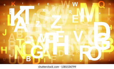 Abstract Orange and White Random Letters Background