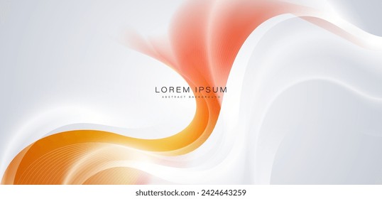 Fondo de ondas naranja y blanco abstracto. Elegante ondulado liso. Diseño gráfico de curvas de flujo. Plantilla de banner moderna. Traje para banner, folleto, negocio, presentación, tarjeta, portada, sitio web, flyer