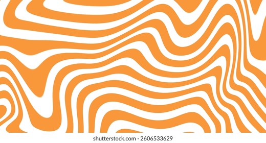 Abstractas líneas onduladas naranjas y blancas Diseño geométrico de fondo groovy retro. Líneas onduladas naranjas y blancas abstractas dinámicas que crean un fondo vibrante y moderno. Ideal para proyectos creativos