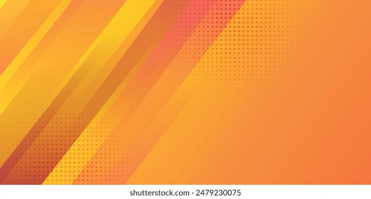 Abstract orange and yellow banner background with geometric shapes. Modern graphic design. Futuristic technology concept