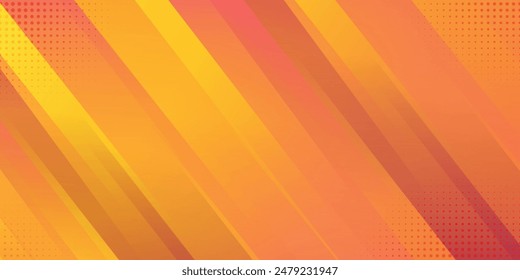 Abstract orange and yellow banner background with geometric shapes. Modern graphic design. Futuristic technology concept