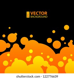 Abstract orange, yellow and black background with round bubbles. RGB EPS 10 vector illustration