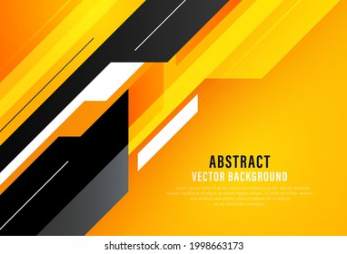Abstract orange yellow and black geometric shapes background. Modern simple design concept with geometric polygonal. Suit for cover, poster, advertising, banner, brochure, flyer. Vector illustration
