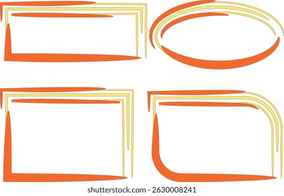 abstract orange yellow colorful line art frames shapes collection