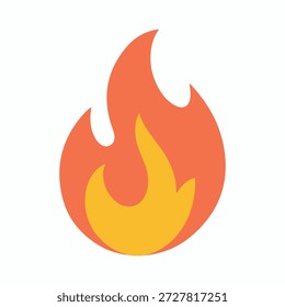 Abstract orange and yellow fire flame logo isolated on white background.