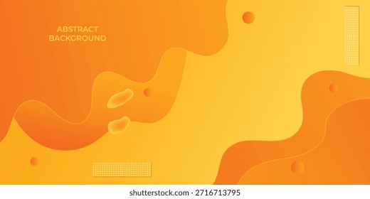 Fondo Abstractas de fluidos naranja y amarillo con Formas líquidas onduladas, patrones de puntos semitonos y círculos dinámicos para Anuncios y carteles modernos de marketing digital.