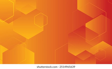 Resumo laranja e amarelo fundo geométrico branco hexágono.