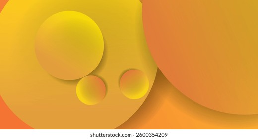 Abstract orange and yellow geometric background. dynamic circle shapes composition.