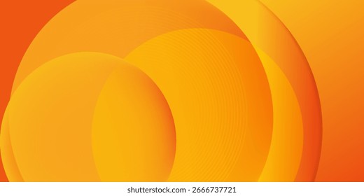 Abstrakter, orangefarbener und gelber geometrischer Hintergrund. Dynamische Kreisform Zusammensetzung für Grafikdesign, Hintergrund, Web-Design, Poster, Banner, Buch, Diashow. Vektorgrafik