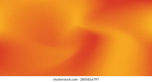 Abstract orange and yellow gradient background with trendy grainy texture. Smooth fluid blurry mesh wallpaper for warm aesthetic digital design.