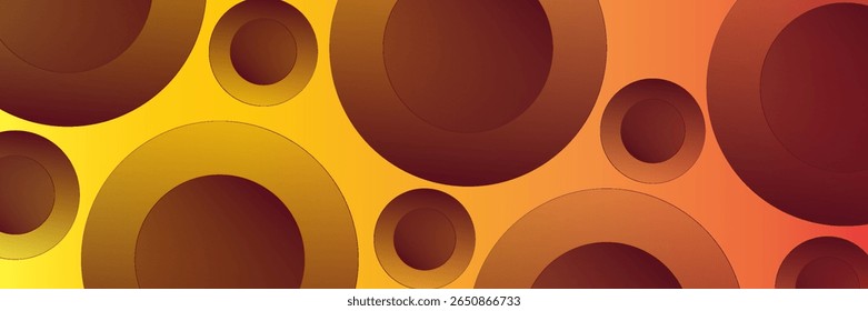 Abstract orange yellow gradient circle background. Modern simple overlapping geometric pattern creative design. Minimal red curve shape texture element. Suitable for cover, poster, website.eps 10.