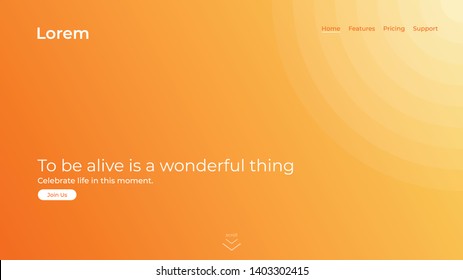 Abstract orange yellow gradient landing page template