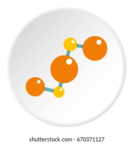 Abstract orange and yellow molecules icon in flat circle isolated vector illustration for web