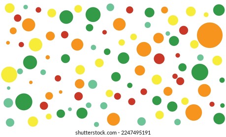 abstract orange yellow red green polka dot fabric geometric vector pattern background