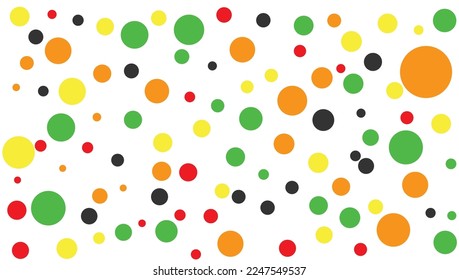 abstract orange yellow red green and Black polka dot fabric geometric vector pattern background