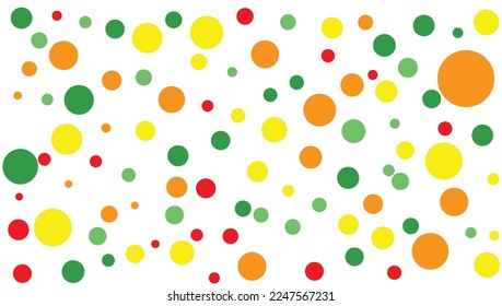 abstract orange yellow red green polka dot fabric geometric vector pattern background