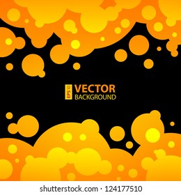 Abstract orange and yellow round bubbles on black background. RGB EPS 10 vector illustration