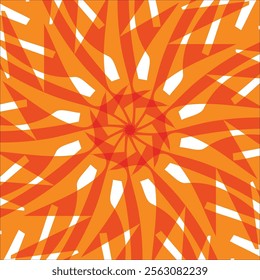 Abstract Orange and Yellow Round Floral Pattern.