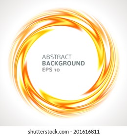 Abstract orange and yellow swirl circle bright background. Vector illustration for you modern design. Round frame or banner with place for text.