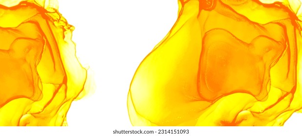 Abstract orange and yellow vector art background for cover design, card, flyer, and poster. Hand-drawn colorful autumn illustration. Bright color fall watercolor backdrop. Ink. Fluid art.