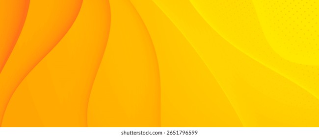 Abstract orange and yellow wave background with light gradient and decorative pattern design