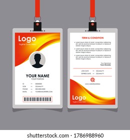 Resumen Diseño de tarjeta de identificación de onda amarilla naranja naranja, vector de plantilla de tarjeta de identidad profesional para empleados y otros