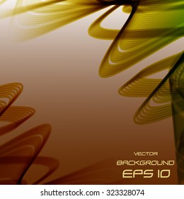 Abstract orange-green background loops and lines, vector