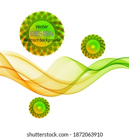 Resumen del fondo de la ola transparente naranja-verde. Elemento de diseño