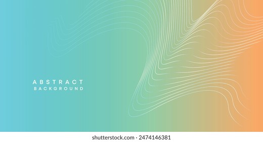 Abstrakte orange-himmelblaue Digital-Future-Technologie Geometrische Fließlinien Hintergrund. Teal, Ocean, Red Gradient Smooth Wave Lines Web Banner Hintergrund für Cover, Flyer, Header, Poster, Website