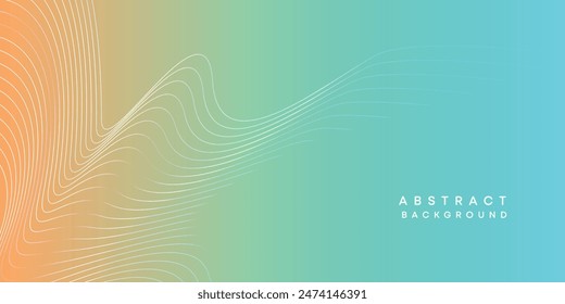 Abstract orange-sky blue digital future technology geometric flowing line background. Teal, Ocean, red gradient smooth wave lines web banner background for cover, flyer, header, poster, website